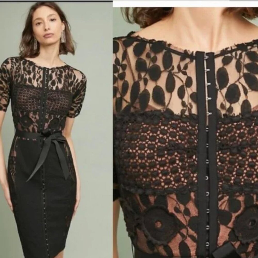 Anthropologie In earnest black sheath dress